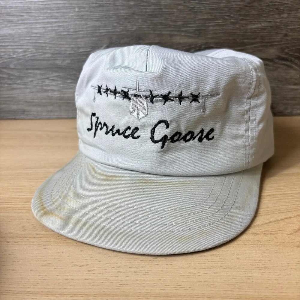Vintage Spruce Goose Hat Cap Snap Back Gray‎ Trucker Planes Jets Adjustable